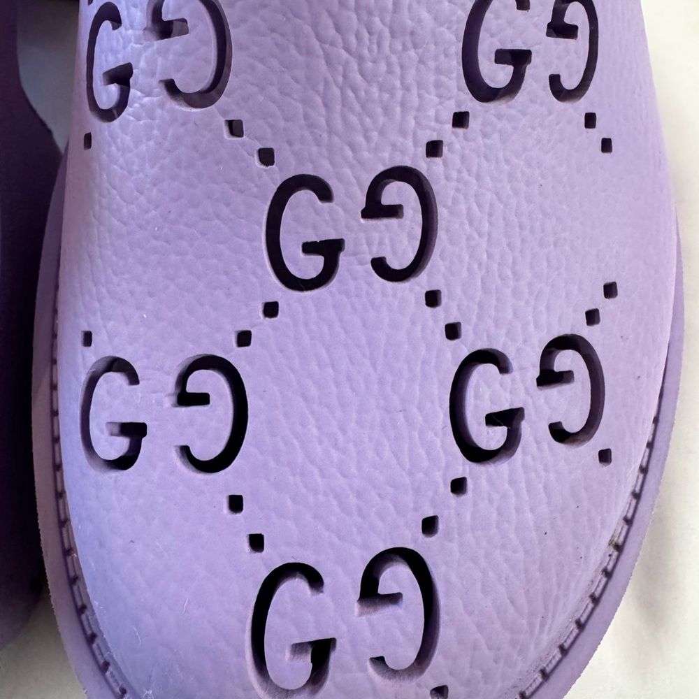 Gucci Lavender Purple Perforated GG Clog Mules - Picture 2 of 9